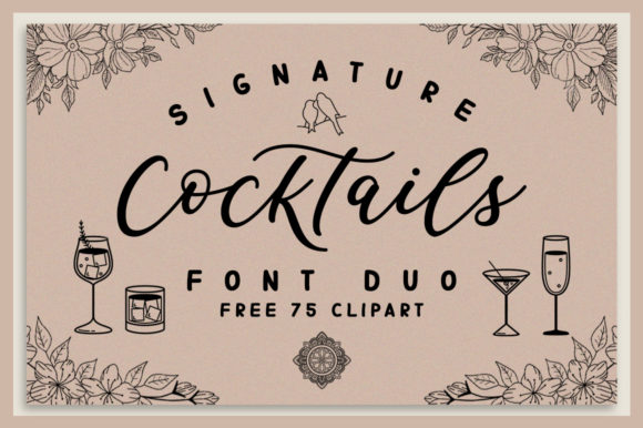 Signature Cocktails Duo: A Script Font for Editorial Elegance